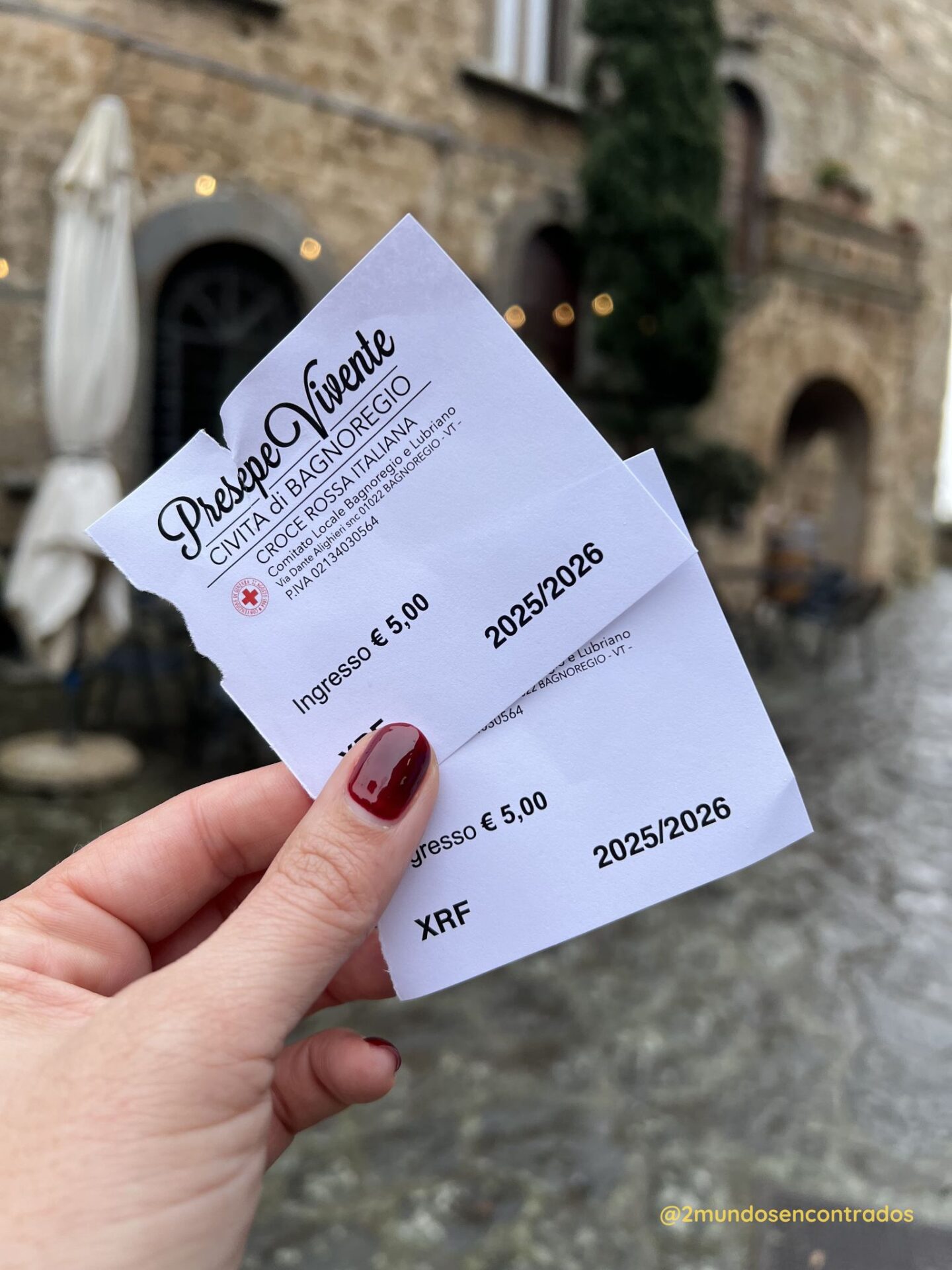 Ticket de acceso a Civita di Bagnoregio, 5 € por persona, imprescindible en la Tuscia.