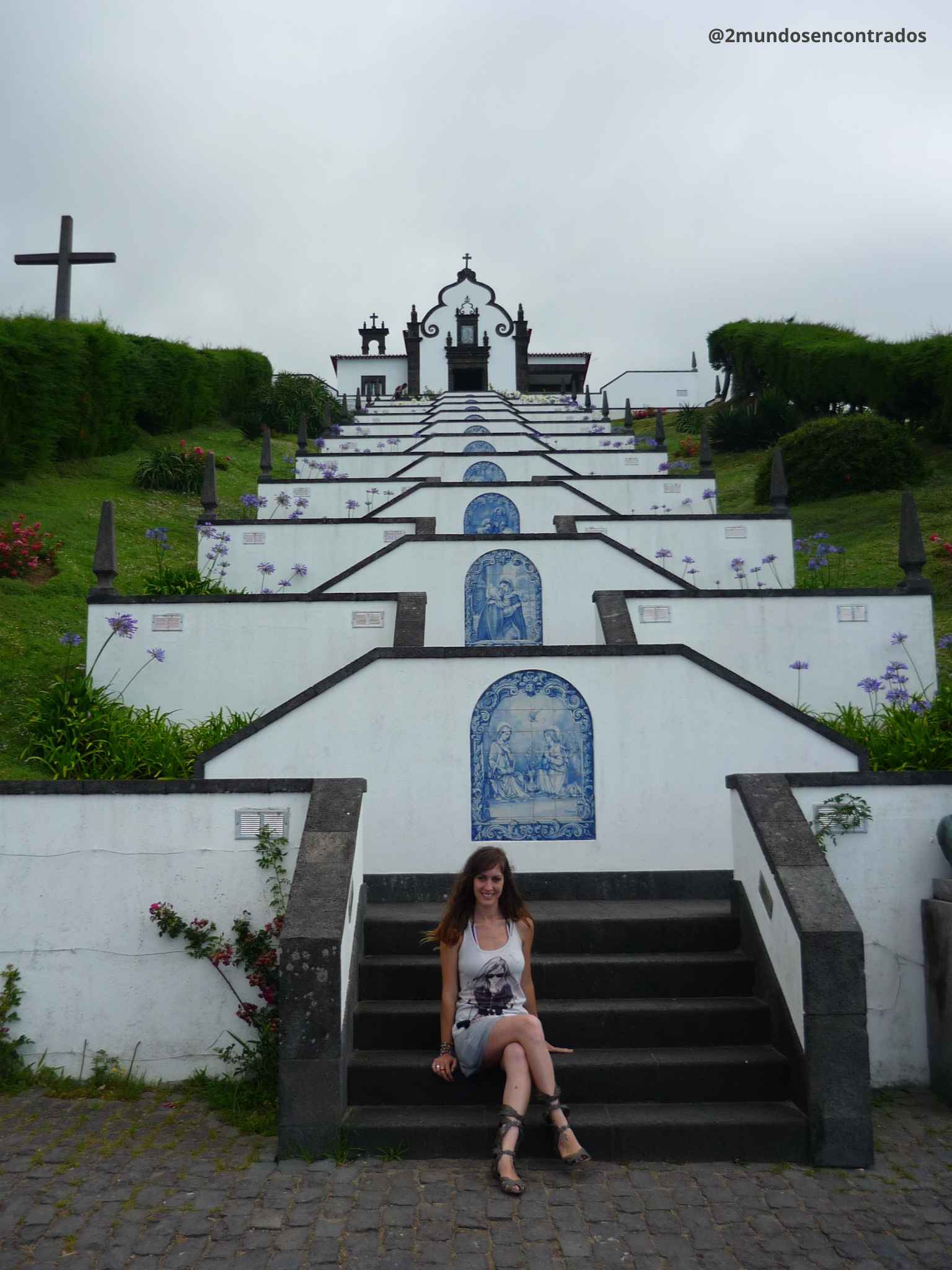 Escalinata de la Ermida de Nossa Senhora da Paz en Vila Franca do Campo